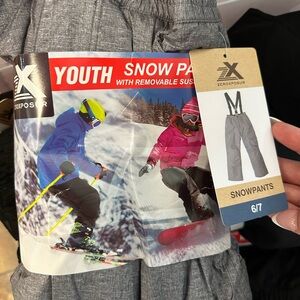 ZeroXposur Gray Kids Snow Pants with Suspenders